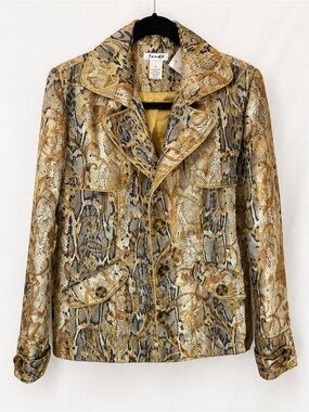 Vintage Metallic Snake-Print Jacket in Gold and Gray
